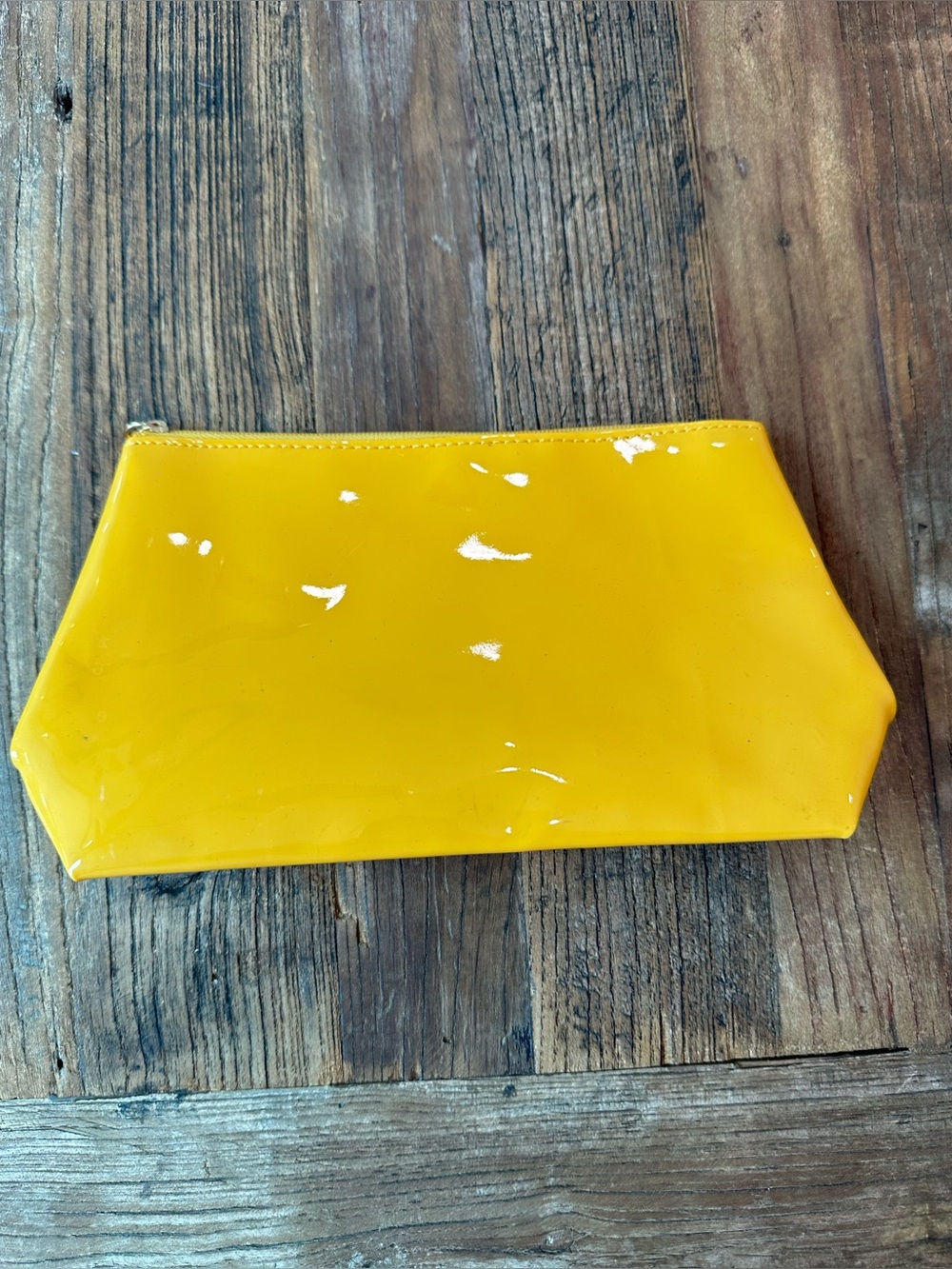 Estee Lauder Yellow Patent Cosmetic Bag